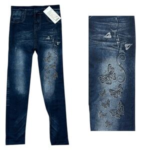 Women's Jeggings with Butterfly Rhinestone Motif OSF many